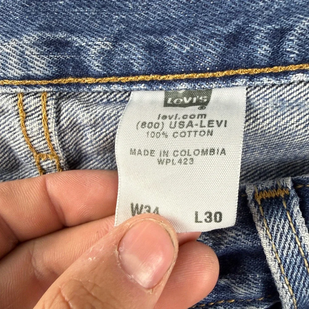 Levis 501 Jeans Men's 34x30 Blue Straight Leg Regular Fit Button Fly Wallet Fade